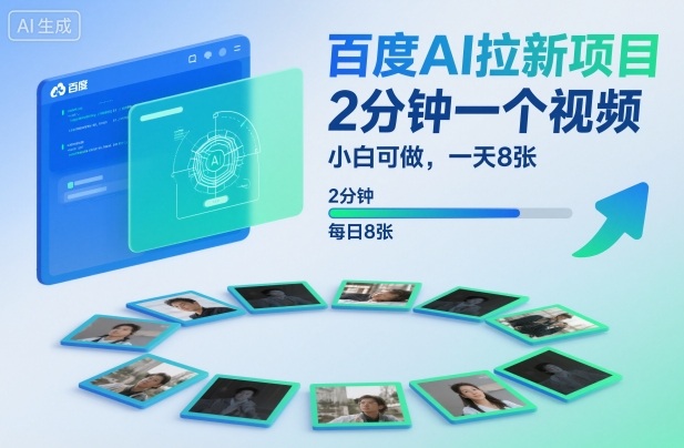 百度AI拉新项目，2分钟一个视频，小白可做，一天8张【附案例+保姆级教程】-大表哥网创
