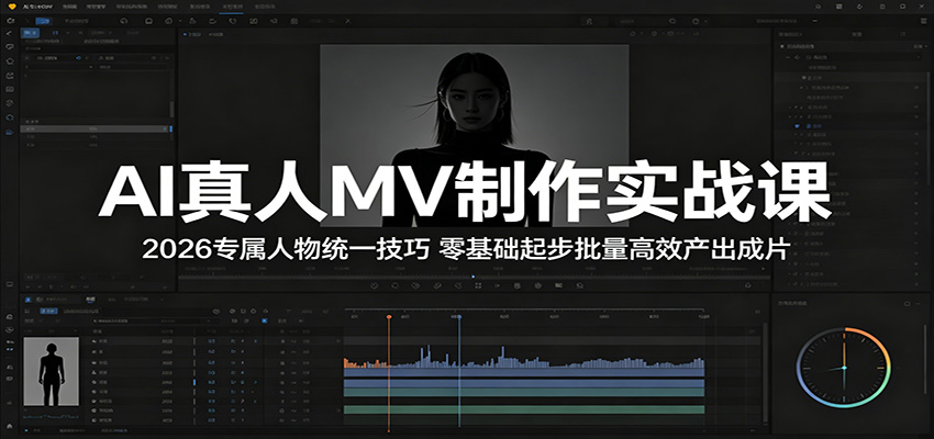 AI真人MV制作实战课：2026专属人物统一技巧，零基础起步批量高效产出成片-大表哥网创