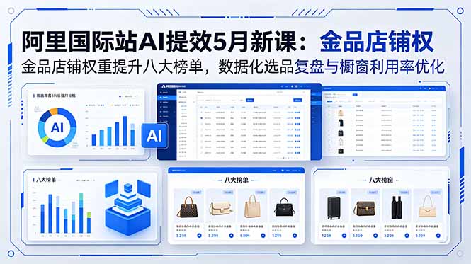 阿里国际站AI提效5月新课:金品店铺权重提升八大榜单,数据化选品复盘与橱窗利用率优化-大表哥网创