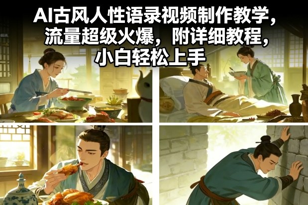 AI古风人性语录视频制作教学，流量超级火爆，附详细教程，小白轻松上手-大表哥网创