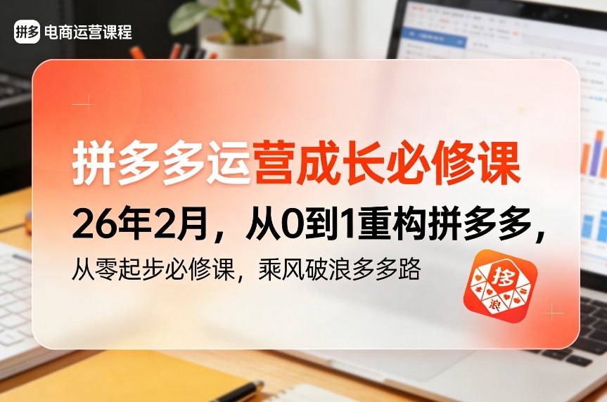 拼多多运营成长必修课26年2月，从0到1重构拼多多，从零起步必修课，乘风破浪多多路-大表哥网创