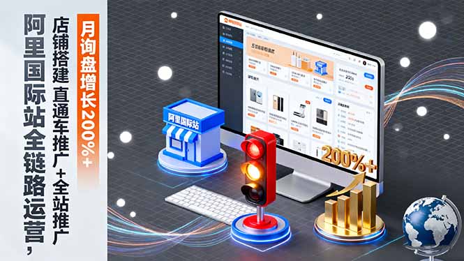 阿里国际站全链路运营，店铺搭建+直通车推广+全站推广，月询盘增长200%+-大表哥网创