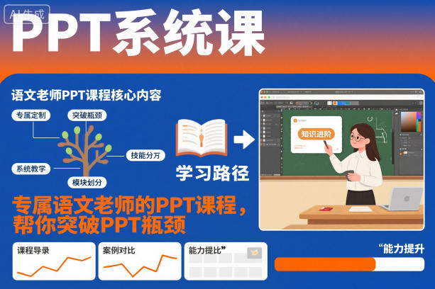 PPT系统课，专属语文老师的PPT课程，帮你突破PPT瓶颈-大表哥网创