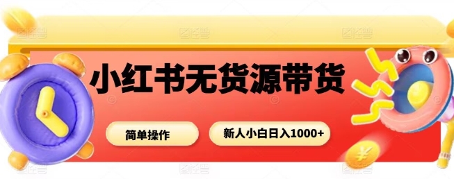 小红书无货源带货项目，简单无脑，新人小白日入多张-大表哥网创