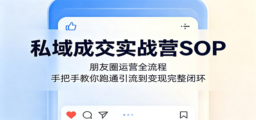 私域成交实战营SOP：朋友圈运营全流程，手把手教你跑通引流到变现完整闭环-大表哥网创