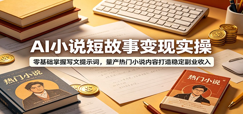 AI小说短故事变现实操：零基础掌握写文提示词，量产热门小说内容打造稳定副业收入-大表哥网创