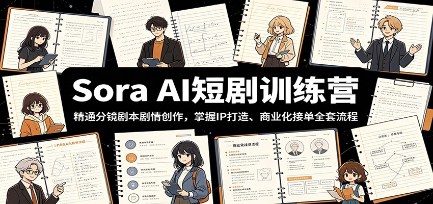 Sora AI短剧训练营：精通分镜剧本剧情创作，掌握IP打造、商业化接单全套流程-大表哥网创
