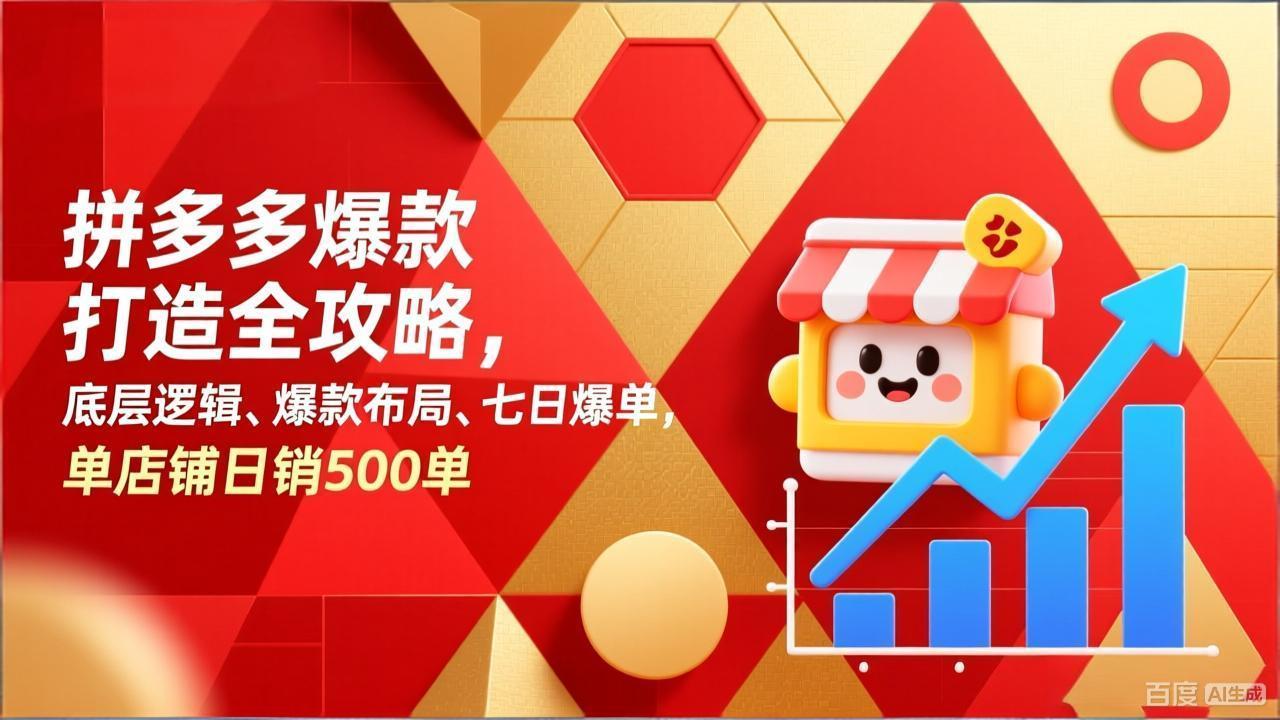 拼多多爆款打造全攻略，底层逻辑、爆款布局、七日爆单，单店铺日销500单-大表哥网创