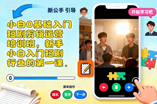 小白0基础入门短剧剪辑运营培训班，新手小白入门短剧行业的第一课-大表哥网创