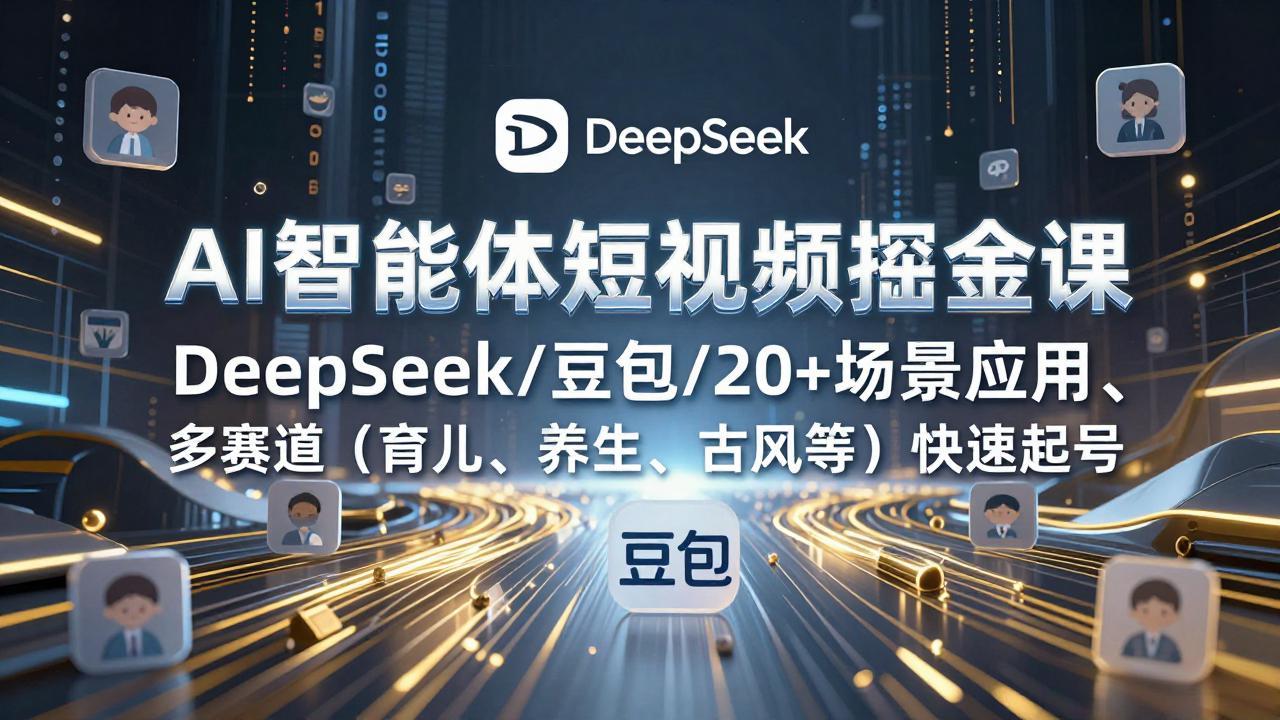 AI智能体短视频掘金课，DeepSeek/豆包/20+场景应用、多赛道(育儿、养生、古风等-大表哥网创