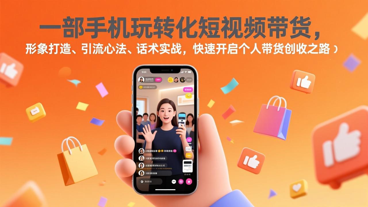 一部手机玩转化短视频带货，形象打造、引流心法、话术实战，快速开启个人带货创收之路-大表哥网创