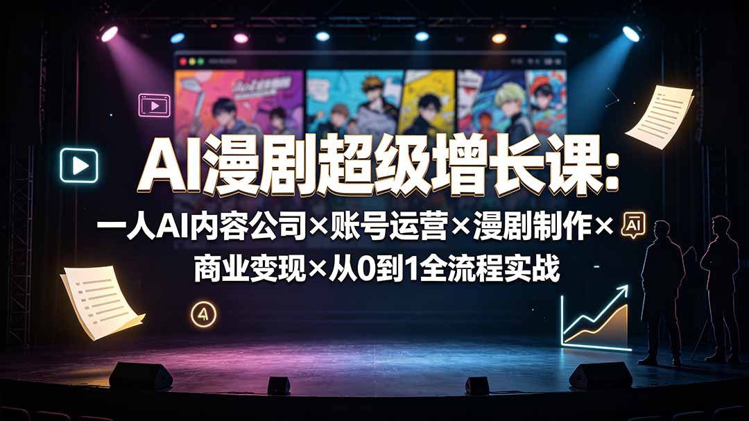AI漫剧超级增长课：一人AI内容公司×账号运营×漫剧制作×商业变现×从0到1全流程实战-大表哥网创