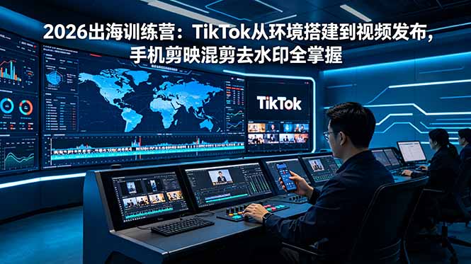 2026出海训练营：TikTok从环境搭建到视频发布，手机剪映混剪去水印全掌握-大表哥网创