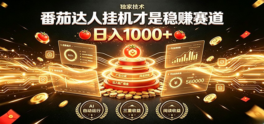 别再瞎找副业！番茄达人挂机才是稳赚赛道 日入1000+-大表哥网创