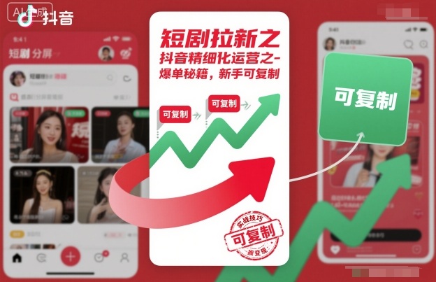 短剧拉新之抖音精细化运营之爆单秘籍，新手可复制-大表哥网创