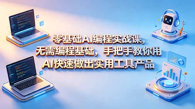 零基础AI编程实战课-更新，无需编程基础，手把手教你用AI快速做出实用工具产品-大表哥网创
