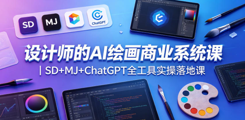 设计师的AI绘画商业系统课｜SD+MJ+ChatGPT全工具实操落地课-大表哥网创