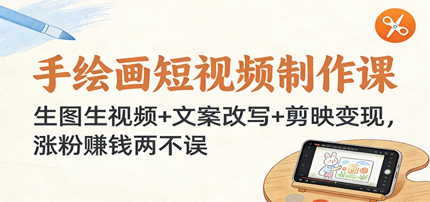 手绘画短视频制作课：生图生视频+文案改写+剪映变现，涨粉赚钱两不误-大表哥网创