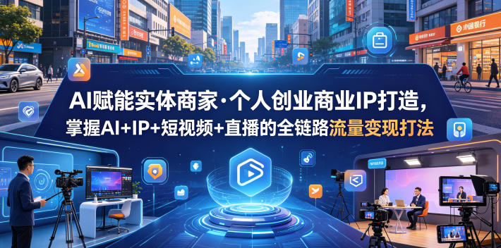 AI赋能实体商家·个人创业商业IP打造，掌握AI+IP+短视频+直播的全链路流量变现打法-大表哥网创
