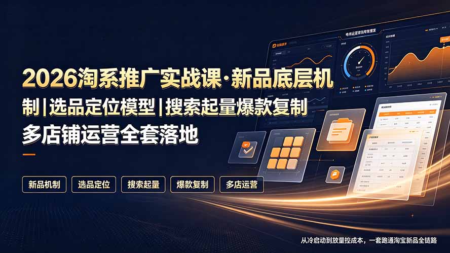 2026淘系推广实战课·新品底层机制｜选品定位模型｜搜索起量爆款复制多店铺运营全套落地教程-大表哥网创