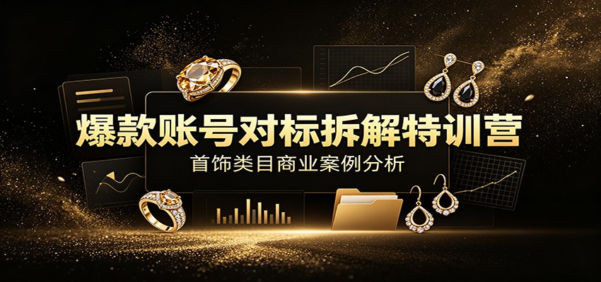 爆款账号对标拆解特训营：首饰类目商业案例分析，配套完整资料内容-大表哥网创