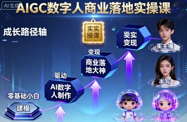 AIGC数字人商业落地实操课，从零基础小白到AI数字人大神-大表哥网创