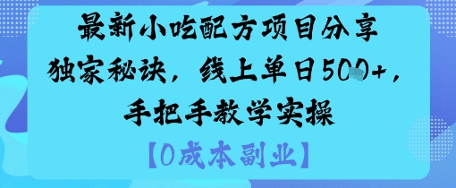 最新小吃配方项目分享独家秘诀，线上单日5张，手把手教学实操-大表哥网创