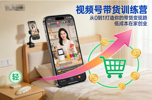 视频号带货训练营，从0到1打造你的带货变现路，低成本在家创业-大表哥网创