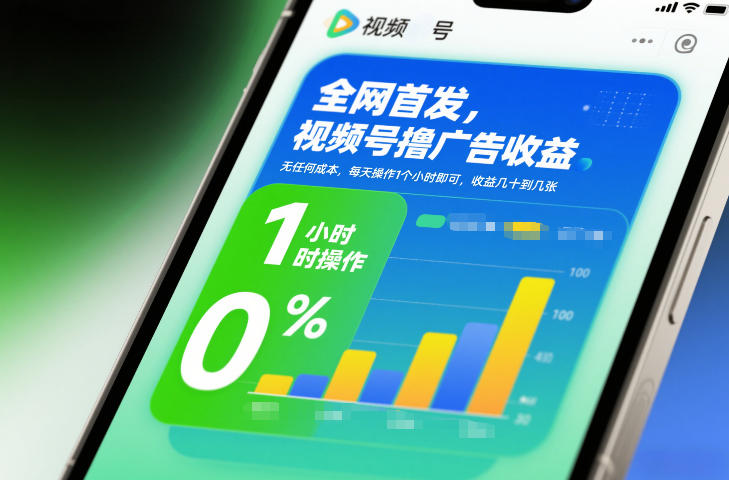 全网首发，视频号撸广告收益，无任何成本，每天操作1个小时即可，收益几十到几张-大表哥网创