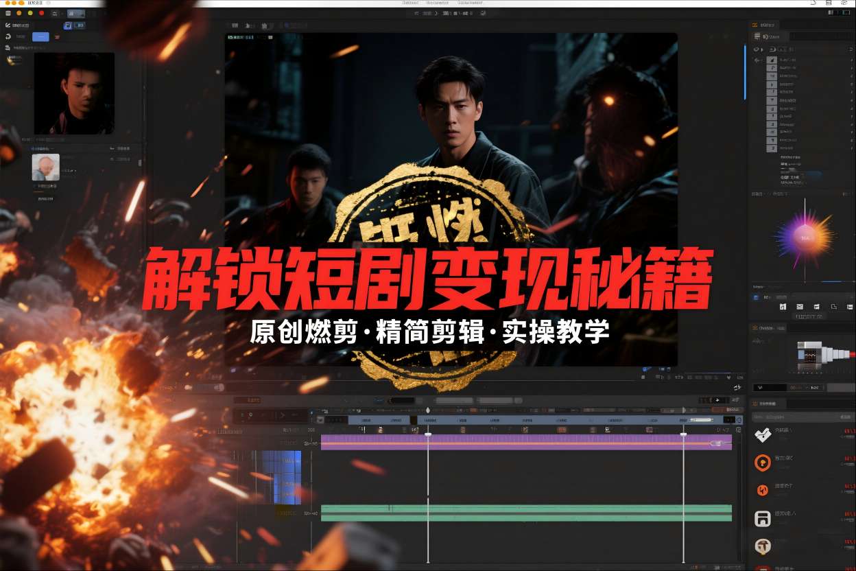 短剧拉新之原创燃剪精简剪辑实操课，解锁短剧变现秘籍-大表哥网创