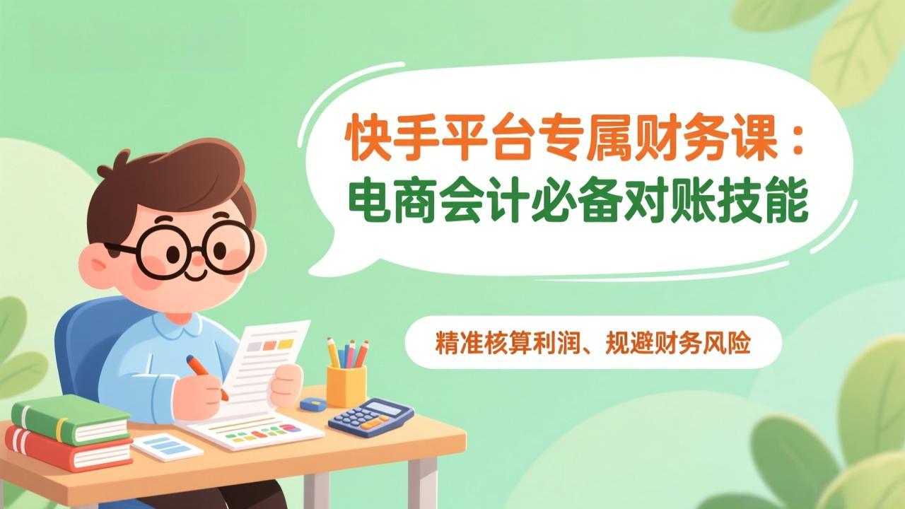 快手平台专属财务课：电商会计必备对账技能，精准核算利润、规避财务风险-大表哥网创