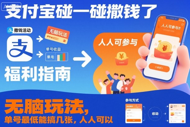 支付宝碰一碰撒钱了，无脑玩法，单号最低能搞几张，人人可以撸【揭秘】-大表哥网创