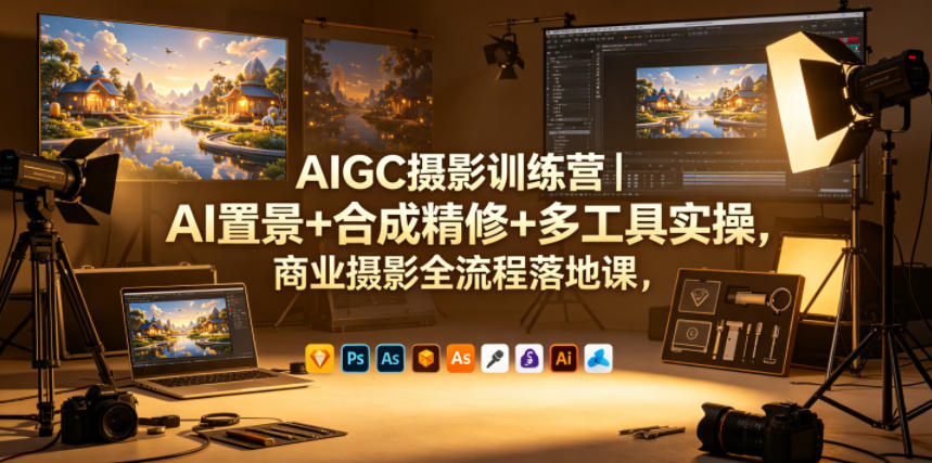 AIGC摄影训练营｜AI置景+合成精修+多工具实操，商业摄影全流程落地课-大表哥网创
