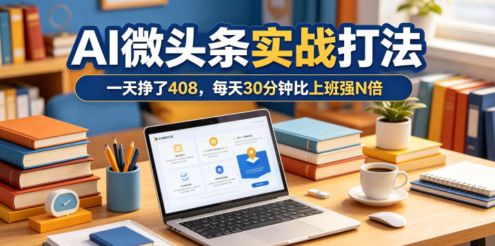 一天挣了408，AI微头条实战打法，每天30分钟比上班强N倍-大表哥网创