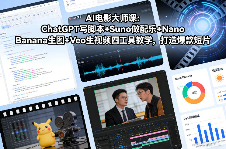 AI电影大师课：ChatGPT写脚本+Suno做配乐+Nano Banana生图+Veo生视频，打造爆款短片-大表哥网创