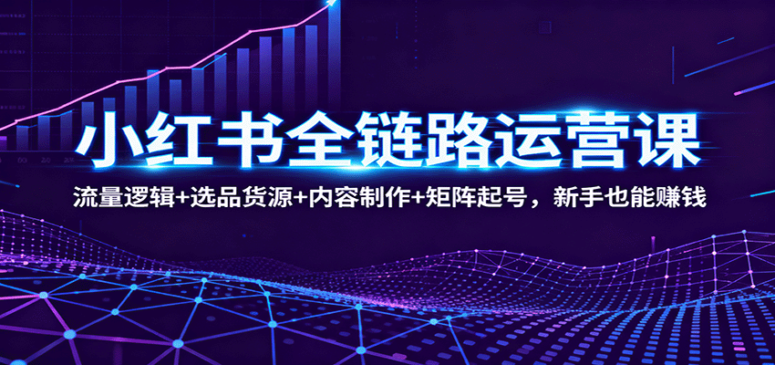 小红书全链路运营课：流量逻辑+选品货源+内容制作+矩阵起号，新手也能赚钱-大表哥网创