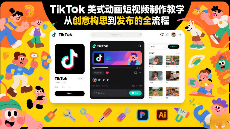 TikTok美式动画短视频制作教学,从创意构思到发布的全流程-大表哥网创