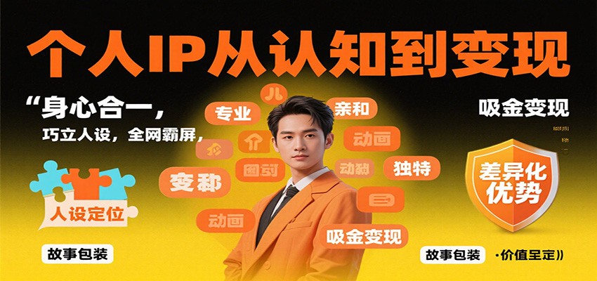 个人IP从认知到变现，身心合一，巧立人设，全网霸屏，吸金变现-大表哥网创