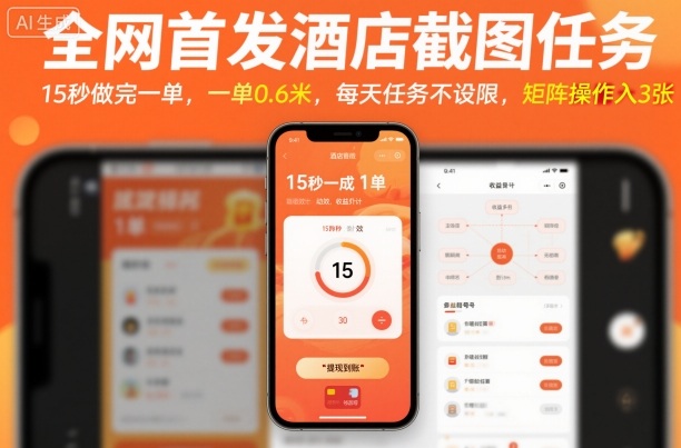 全网首发酒店截图任务，15秒做完一单，一单0.6米，每天任务不设限，矩阵操作日入3张【揭秘】-大表哥网创