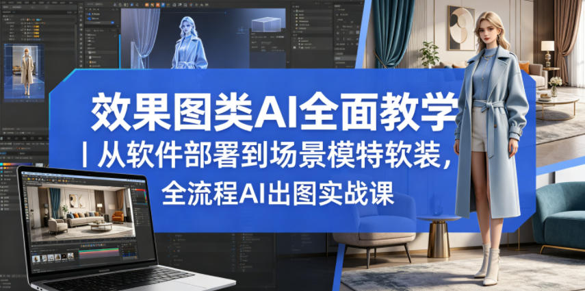 效果图类AI全面教学｜从软件部署到场景模特软装，全流程AI出图实战课-大表哥网创