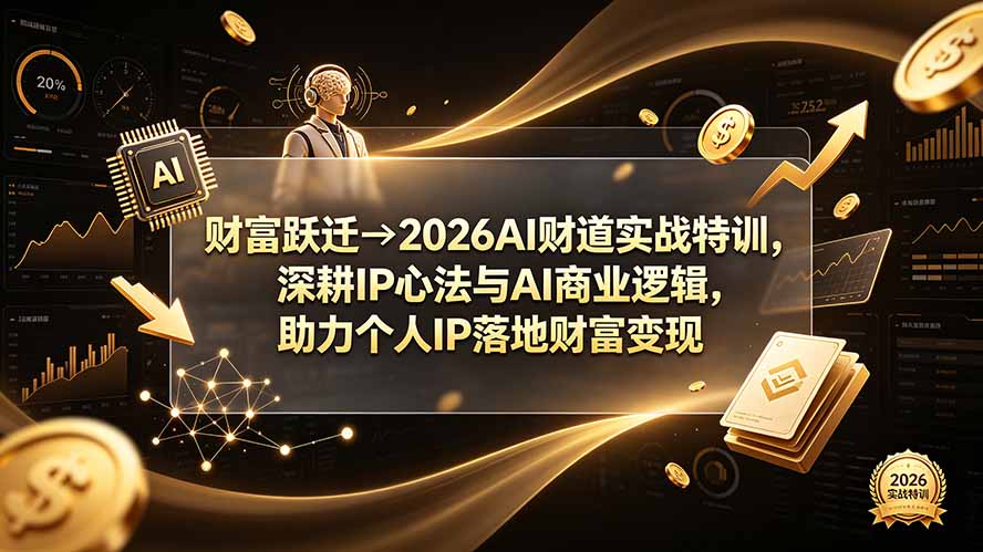 财富跃迁→2026AI财道实战特训,深耕IP心法与AI商业逻辑,助力个人IP落地财富变现-大表哥网创