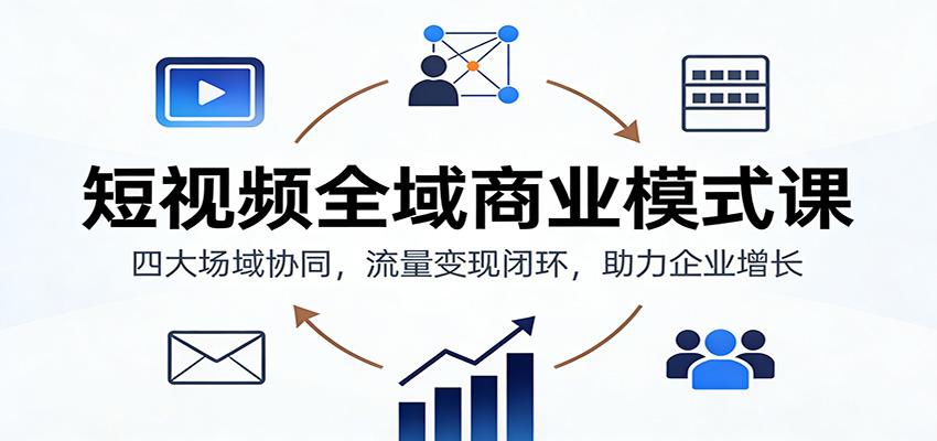 短视频全域商业模式课：四大场域协同，流量变现闭环，助力企业增长-大表哥网创