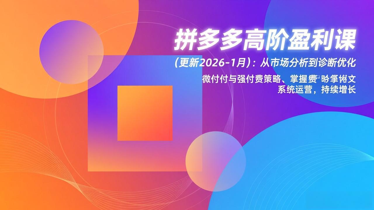 拼多多高阶盈利课(更新2026-1月-大表哥网创