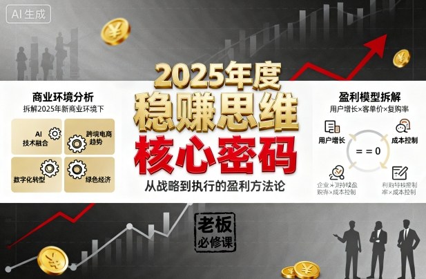 2025年度稳賺思维老板创业营，拆解2025年新商业环境下，企业实现持续盈利的核心密码-大表哥网创