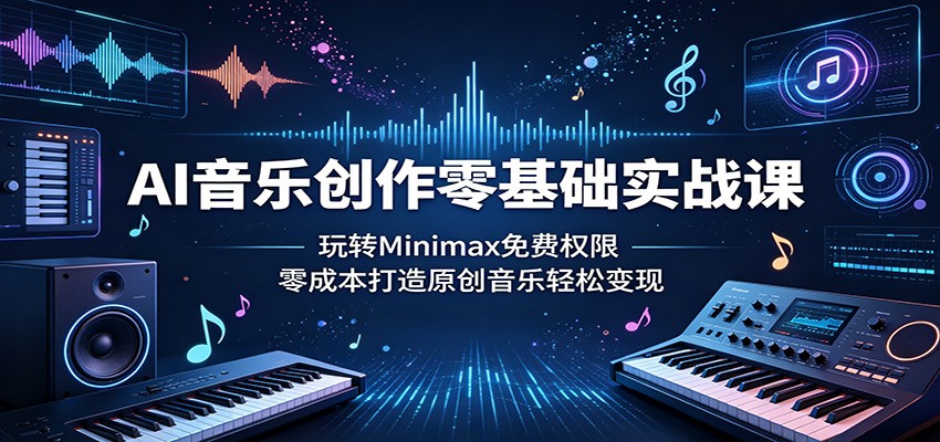 AI音乐创作零基础实战课：玩转Minimax免费权限，零成本打造原创音乐轻松变现-大表哥网创