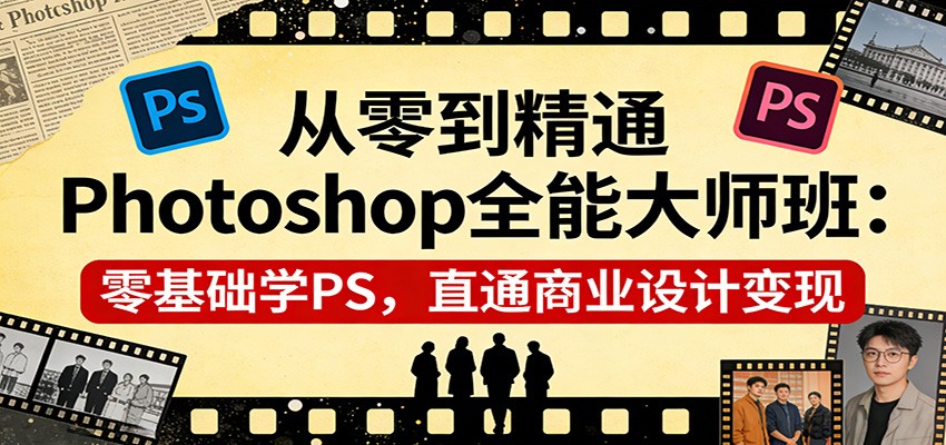 从零到精通Photoshop全能大师班：零基础学PS，直通商业设计变现-大表哥网创