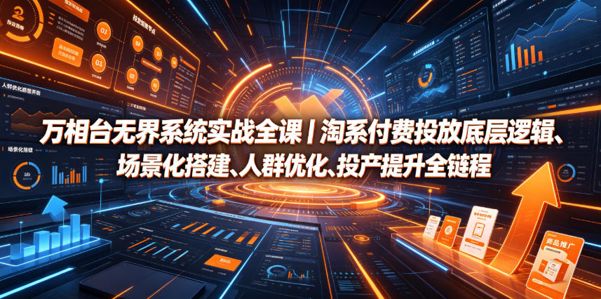 万相台无界系统实战全课｜淘系付费投放底层逻辑、场景化搭建、人群优化、投产提升全链路运营教程-大表哥网创