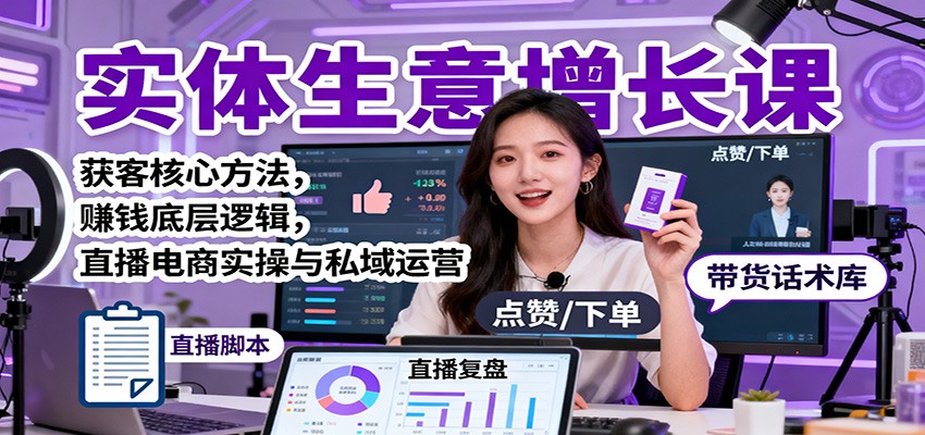 实体生意增长课：获客核心方法，赚钱底层逻辑，直播电商实操与私域运营-大表哥网创