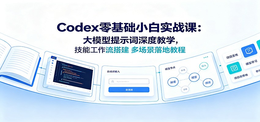 Codex零基础小白实战课：大模型提示词深度教学，技能工作流搭建多场景落地教程-大表哥网创