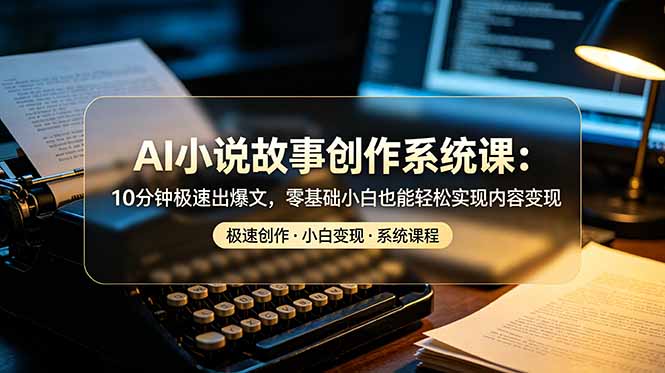 AI小说故事创作系统课：10分钟极速出爆文，零基础小白也能轻松实现内容变现-大表哥网创